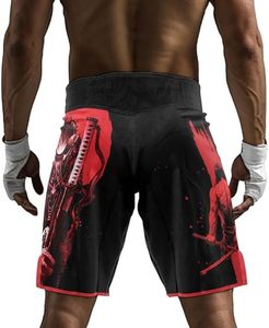 Pantalones cortos MMA de poliéster de alta calidad para hombre, venta al por mayor, tarifa de fábrica, fabricante profesional, patrón sólido con logotipos sublimados - Product Image 5