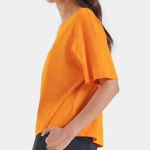 Camisetas de manga corta para mujer, Camiseta de punto personalizada de algodón 100% de verano a la moda, camiseta en blanco de gran tamaño al por mayor - Product Image 3