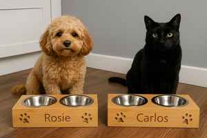 Natural Wooden <b>Stand</b> <b>Dog</b> Food <b>Bowl</b> for Large and Small <b>Dogs</b> Eco-friendly Wooden <b>Stand</b> Elevated <b>Dog</b> Food <b>Bowls</b> for Pets - Product Image 2