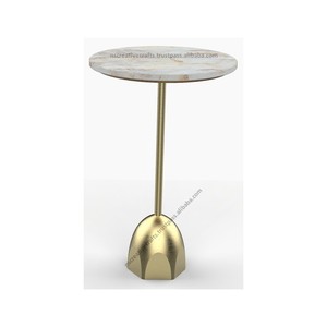 Mesa de bebidas de diseño elegante y moderno de primera calidad, mesa auxiliar de Venta caliente con tapa de mármol con base de metal para hoteles, casas, uso en villas - Product Image 1