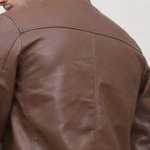 Veste en cuir PU personnalisable par le fabricant direct, marron, manches longues, style streetwear d'hiver, vêtements de neige, broderie marin - Product Image 5