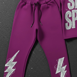 Conjunto Deportivo Bordado para Hombre, Estilo Vintage, con Parches Desgastados, Pantalones Deportivos y Sudadera con Capucha Lavada al Ácido - Product Image 4