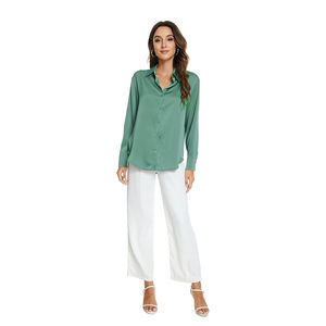 เสื้อเชิ้ตแขนยาวผ้าไหมซาติน 100% ดีไซน์ใหม่สำหรับผู้หญิง เป็นมิตรต่อสิ่งแวดล้อม ระบายอากาศได้ดี คุณภาพสูง พร้อมสีและโลโก้ที่ปรับแต่งได้ - Product Image 5