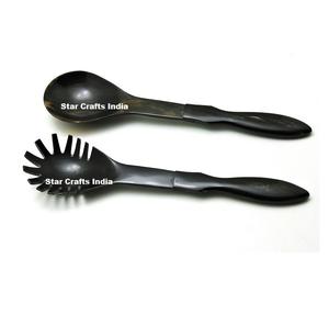 Nouveauté, service à salade en corne de style classique, poli, cadeau de mariage, accessoires et gadgets de cuisine pour les fêtes - Product Image 5