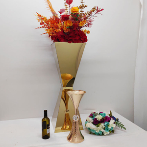 Support de centre de table de mariage LANJO de luxe, 40 pouces, en métal doré et argenté, avec motif floral géométrique et miroir - Product Image 2