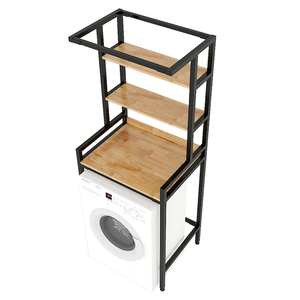 72x56x188cm 3-Tier Washing <b>Machine</b> Stand with Rubberwood and Iron Frame Assembly Required for Bathroom Use - Product Image 1