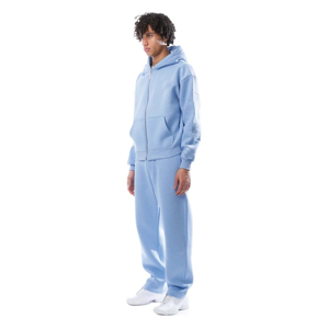 Vêtements décontractés 100% coton avec logo personnalisé pour hommes Pantalon de survêtement à capuche avec fermeture éclair Survêtement de jogging avec logo sur le devant pour l'hiver - Product Image 3