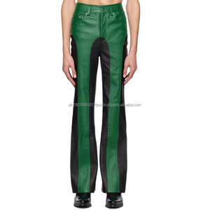 Pantalon en cuir à jambes droites avec blocs de couleur OEM pour hommes - Product Image 5