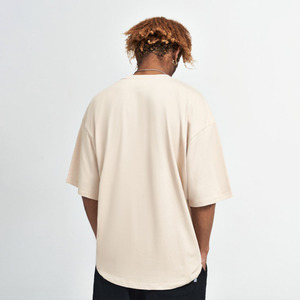 Venta al por mayor Logotipo de impresión personalizada hombres Streetwear peso pesado manga corta 200 Gsm camiseta en blanco Unisex hombro caído camiseta para hombres - Product Image 3