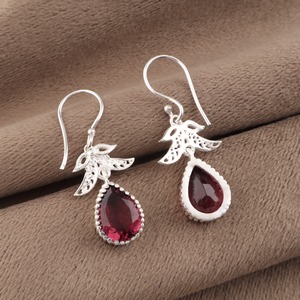 Women's 925 Sterling Silver <b>Garnet</b> Drop <b>Earrings</b> Classic Water Drop Bezel Set Dangle <b>Earrings</b> For Party - Product Image 6