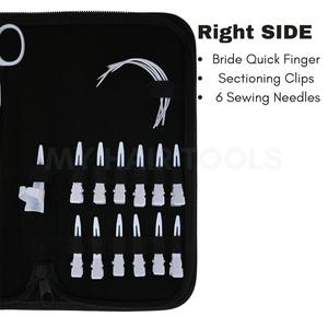 Kit d'outils pour extensions de cheveux de salon, pince à sertir micro-perles blanche avec aiguilles courbées, pinces à cheveux, anneau de séparation pour tresses, petit ciseau - Product Image 1