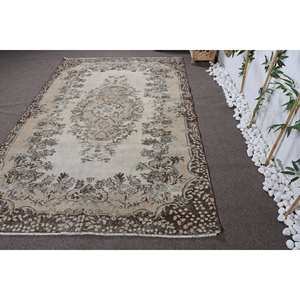 Alfombra clásica de lana marrón Beige tradicional con diseño de retazos turcos Vintage de 5,6x8,9 pies hecha a mano para juegos de alfombras de dormitorio - Product Image 4