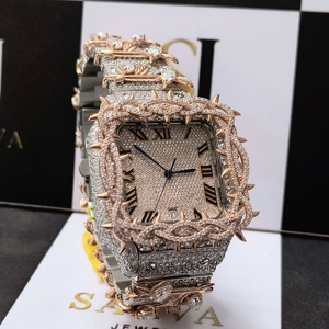 Montre mécanique pour homme de qualité supérieure 14k or rose or blanc personnalisé certifié IGI VVS Moissanite diamant couronne analogique - Product Image 6