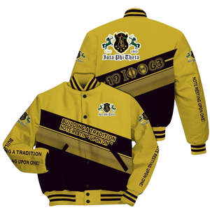 Iota Phi Theta 1963 Greek Life Varsity Jacket Brown Gold Letterman Jacket Fraternity Apparel Classic College Outerwear - Product Image 1