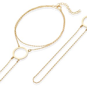 Pulsera de Cadena Chapada en Oro y Rodio con Diseño de Círculo Abierto, Elegante Joyería Turca Hecha a Mano en Plata de Ley 925 - Product Image 3