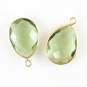 Wholesale Silver Bezel Gemstone Green <b>Amethyst</b> Fine Jewelry <b>Pendants</b> & Charms Gold Plated Bulk Connector Bezel Setting - Product Image 3