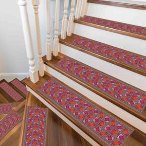 Alfombra Roja, Diseño Étnico, Moderna, Antideslizante, Alfombra Impresa en 3D, Goblen - Product Image 3