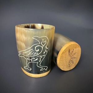 ARTISAN CRAFT, Tazas Decorativas de Cuerno de Búfalo Talladas y Pulimentadas, Artesanía Natural de Fabricante Indio, Estilo Náutico Animal - Product Image 6