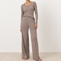 Ensemble de pyjama en coton biologique pour femmes, ensemble de pyjama à manches longues, vêtements de maison pour femmes, vêtements de détente personnalisés en deux pièces, pyjama écologique
