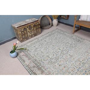 Alfombra Turca Vintage, Alfombra de 6.3x9.3 pies, Alfombra de Lana con Puntos Azules - Product Image 5