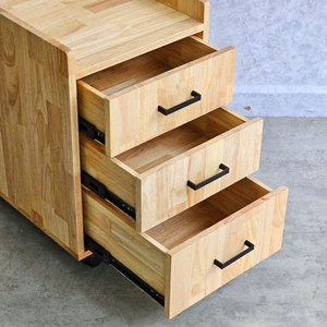 Rubber Wood Minimalist 3-Compartment Mobile Personal <b>Locker</b> 40x50x55cm-TCN68044 - Product Image 4