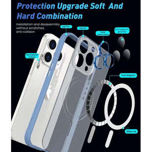 เคสกระจกกันรอยเลนส์โลหะสำหรับ iPhone 15 Pro 6.1 นิ้ว พร้อมวงแหวนแม่เหล็ก สีฟ้า - Product Image 3