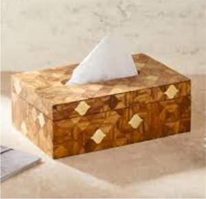 Caja de pañuelos de madera con estampado de imitación para eventos, caja de pañuelos de madera de diseñador de lujo - Product Image 2