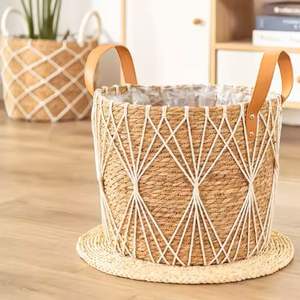 Handmade Double Tier Water Hyacinth <b>Basket</b> Durable Lightweight Eco Friendly Bathroom Storage Bin Natural Organizer Vietnam - Product Image 2