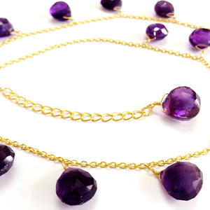 Hecho a mano plata esterlina 925 chapado en oro amatista piedras preciosas fiesta desgaste boda mujeres enlace cadena collar - Product Image 3