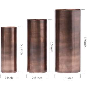 <b>Set</b> <b>of</b> <b>3</b> Metal Tabletop Flower <b>Vase</b> in Bronze Tone Cylinder Shape for Home Event Party Decorative Floral <b>Vases</b> - Product Image 5