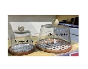 MOP And Wood Dessert Cake Server With <b>Acrylic</b> <b>Lid</b> Latest Design Tableware Cake Server With <b>Lid</b> By Home Arts - Product Image 5