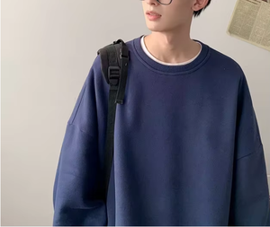 Sweat à capuche pour garçons sans capuche, col rond, manteau en coton pur, chemise de marque de mode automne et hiver personnalisée pour hommes - Product Image 1