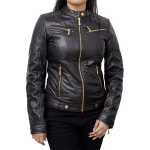 Chaqueta de cuero genuino de corte clásico para mujer Urban Edge Fashion Forward prendas de vestir exteriores con material de relleno de algodón - Product Image 4