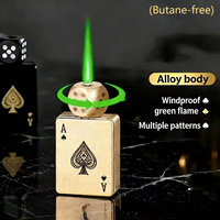 Briquet rotatif en forme de carte à jouer, briquet portable en métal coupe-vent, adapté aux voyages et au camping.