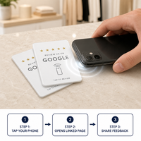 Carte de poche NFC personnalisable pour avis Google, carte en acrylique à tapoter pour les commentaires des clients dans les cafés, salons, commerces de détail et au comptoir d'accueil