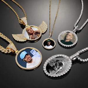 Joyería Hip Hop para Hombre y Mujer, Chapado en Oro de 18K, con Circonitas, Diamantes, Medallón Personalizado con Foto, Collar con Colgante para Guardar Recuerdos - Product Image 1