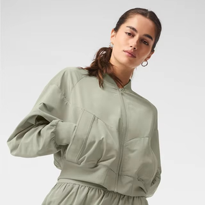 แจ็คเก็ตเบสบอลวาร์ซิตี้แฟชั่นสำหรับผู้หญิง ทำจากขนสัตว์ 100%  แขนหนังคุณภาพสูง  ออกแบบเองได้  สไตล์เรียบง่าย - Product Image 5