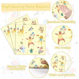 Assiettes et serviettes en papier Pastel Animal Parade, décorations de table sur le thème de la jungle et du safari pour les enfants, les filles, les anniversaires, les baby showers - Product Image 4