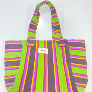 Eco-Friendly Custom Reusable <b>Zipper</b> Plastic Woven Striped Beach Cosmetic <b>Bags</b> Handloom Made Recycled Shopping Cases Fashion - Product Image 2