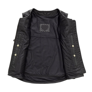 OEM 2025 Gilet en cuir de vachette noir de haute qualité pour hommes Gilet de moto chauffant d'hiver de grande taille avec poches latérales quantité minimale de commande bas - Product Image 3