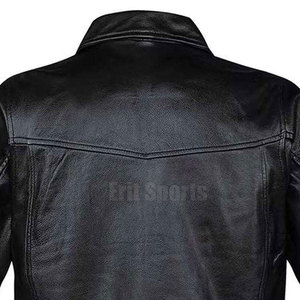 Classic Urban Design Men's <b>Winter</b> <b>Leather</b> <b>Jacket</b> with Stand Collar and Front Logo Breathable Eco-Friendly Casual Fashion - Product Image 4