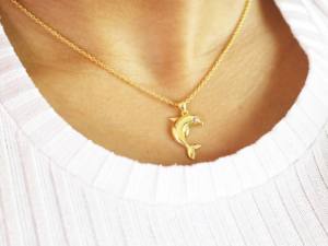 Colgante de encanto de delfín-Collar con colgante delicado hecho a mano de Plata de Ley 925-Joyería minimalista - Product Image 5