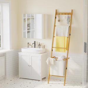 Étagère échelle en bambou style minimaliste, décoration rustique pour la maison, support en bois pour couvertures et serviettes, pour l'organisation des couettes domestiques - Product Image 6