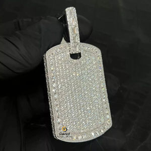 Nouveau pendentif Hip Hop rectangulaire Modish entièrement glacé rond brillant cultivé en laboratoire VVs D diamant incolore or blanc 10K pour les hommes - Product Image 2
