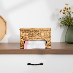 Panier de rangement rectangulaire en jacinthe d'eau de style fermier fait à la main pour les sacs poubelle, porte-sacs en plastique pour la cuisine, fabriqué au Vietnam - Product Image 3