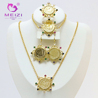 Parures de bijoux MEIZI, nouvelles, élégantes, plaquées or, avec collier, bracelet, bague et boucles d'oreilles ajustables, accessoires de mariage