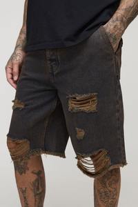 High Quality Streetwear distressed Washed Denim <b>Jort</b> for man wholesale Manufacturer Custom <b>Baggy</b> breathable Blank men's shorts - Product Image 2