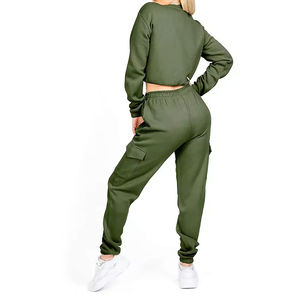 Femme vêtements d'entraînement survêtement 2 pièces ensemble survêtement surdimensionné survêtements poches avant femmes survêtement fabriqué avec du coton 2025 - Product Image 3