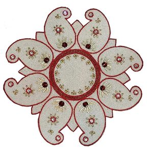 Glass <b>Beaded</b> Round <b>Placemat</b> for Dining Table Kitchen Wedding Christmas Decorations Family Gatherings and Parties - Product Image 1