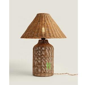 Wholesale Handmade Natural <b>Rattan</b> Bohemian Style Eco-Friendly Table Lamps Bedroom Decoration <b>Lighting</b> Lamp Base <b>Shades</b> OEM - Product Image 1